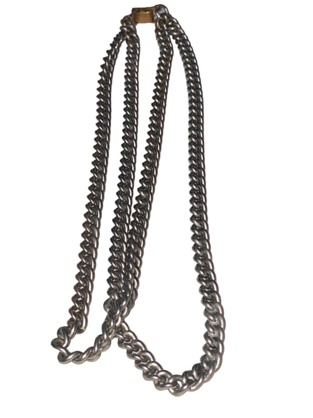 Silver Double Chain Necklace 16” Vintage